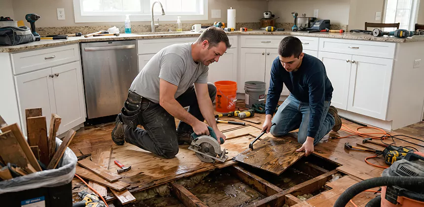 Kitchen Floor Water Damage Repair in Bothell